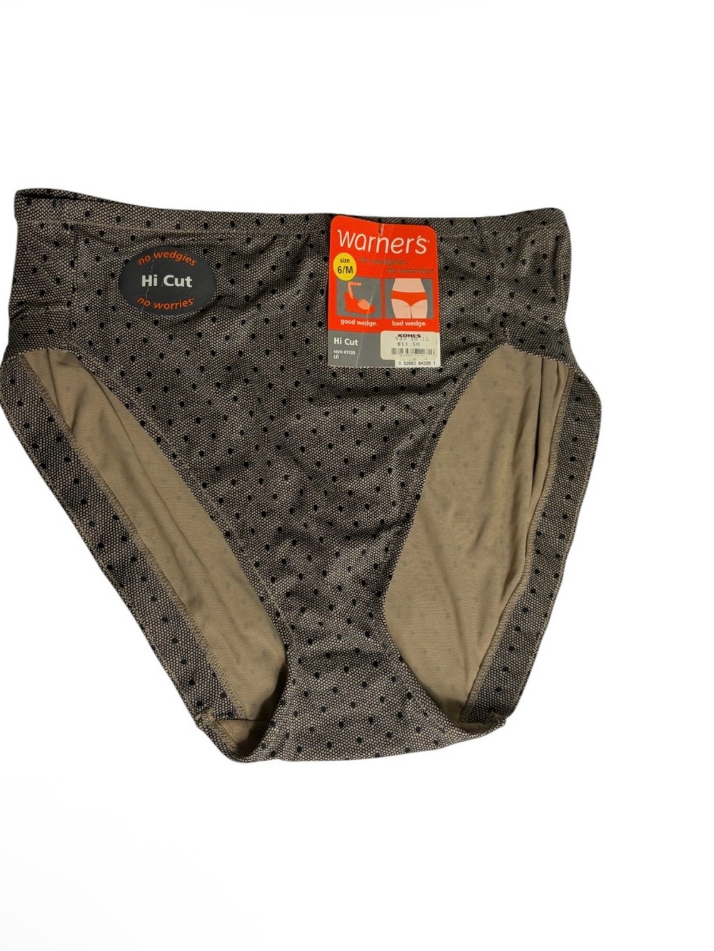 NWT Warner’s hi cut polka dot nylon panty size 6/M
